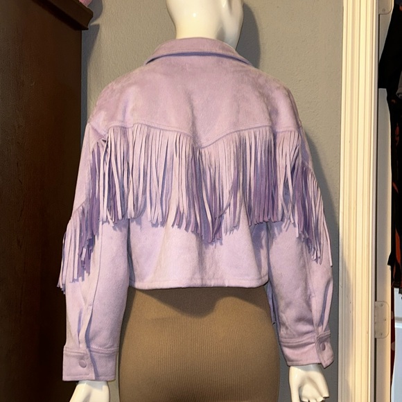 Purple Suede Fringe Cropped Blazer/Jacket - Picture 4 of 9